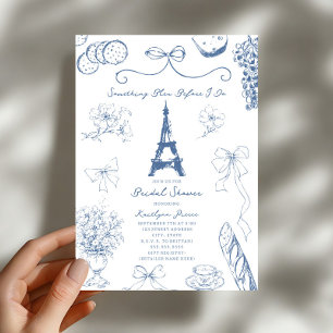 Convite Algo Azul Casamento Chá de Noiva Azul Francês
