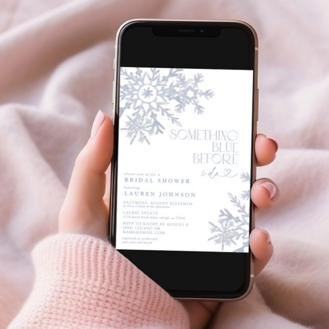 Convite Algo azul Floco de neve QR Chá de panela de invern (Criador carregado)