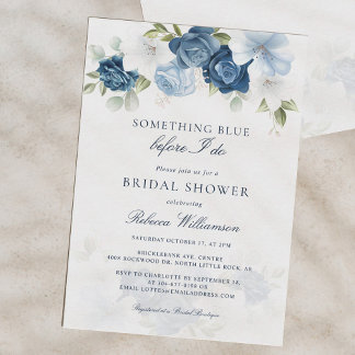 Convite Algo Azul Floral Antes Que Eu Faça Chá de panela