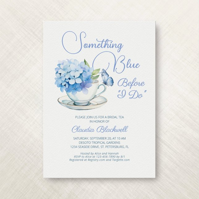Convite Algo Azul Hydrangea Bridal Tea Chá (Criador carregado)
