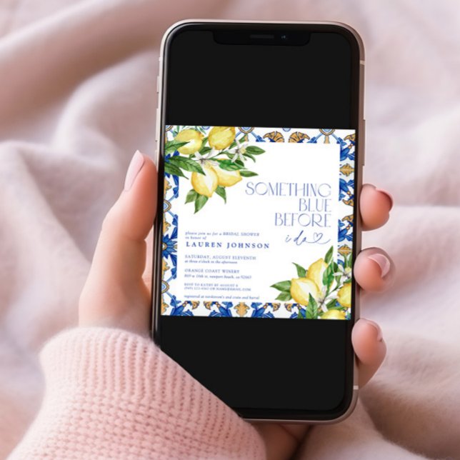 Convite Algo Azul, Limão, Chá de panela de Azulejo marroqu (Criador carregado)