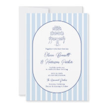 Algo Azul Mão Desenhada Bolo Listra Casamento