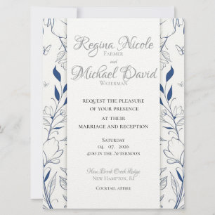 Convite Algo Blue Flat Weding Invitation