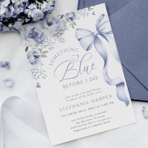 Convite Algo Chá de panela Floral Azul
