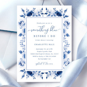 Convite Algo Chá de panela Floral Azul