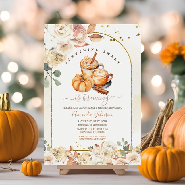 Convite Algo Doce Está Fazendo Dourado Chá de fraldas Flor (Criador carregado)