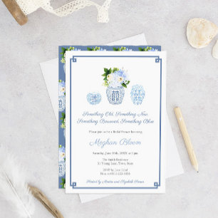 Convite Algo Novo Antigo Chá de panela Azul Emprestado