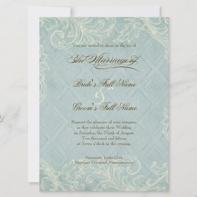 Convite Algodão Floral pelo Casamento de Beachy (Frente)