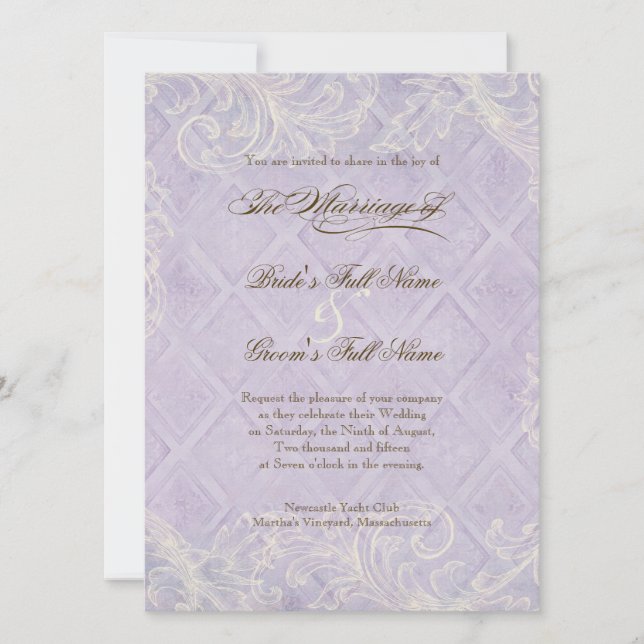 Convite Algodão Floral pelo Casamento de Beachy (Frente)