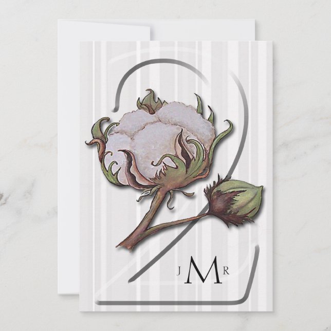 Convite Algodão no Aniversário de Casamento de segundos de (Frente)