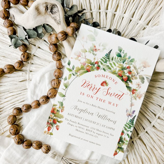 Convite Alguém Berry Sweet Forest Strawberry Chá de fralda (Criador carregado)