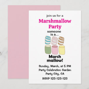 Convite Alguém É Um Marshmallow Festa Divertida de Comida