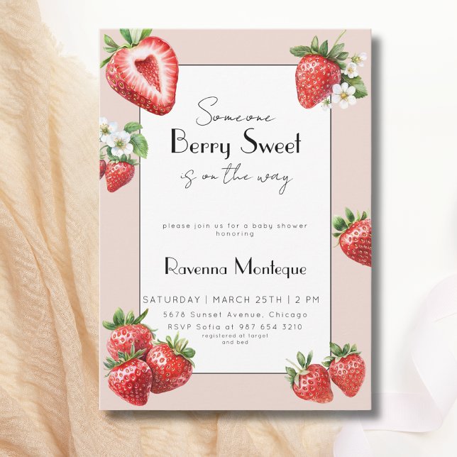 Convite Alguém Muito Doce Chuveirinho de Bebê Morango (Criador carregado)