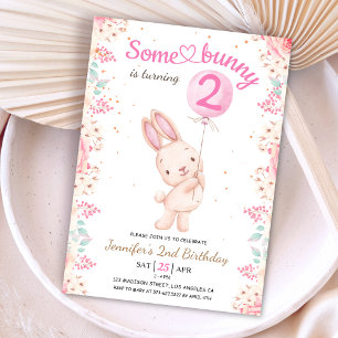 Convite Algum Coelhinho é Dois! 2º Aniversário Menina Balã