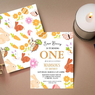Convite Algum Coelhinho Está Fazendo Um Aniversário de 1 A