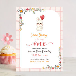 Convite Algum Coelhinho está Fazendo Um Aniversário Floral