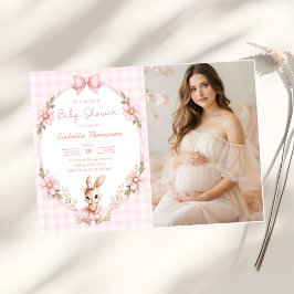 Convite Alguma Foto de Chuveirinho de Bebê Fofa de Coelho