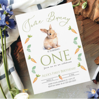 Convite Algumas Carrinhos de Primeiro aniversário de Bunny