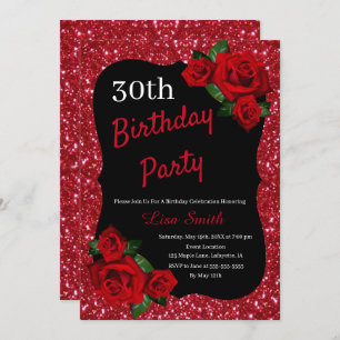 Convite Algumas rosas vermelhas vermelhas do brilho do