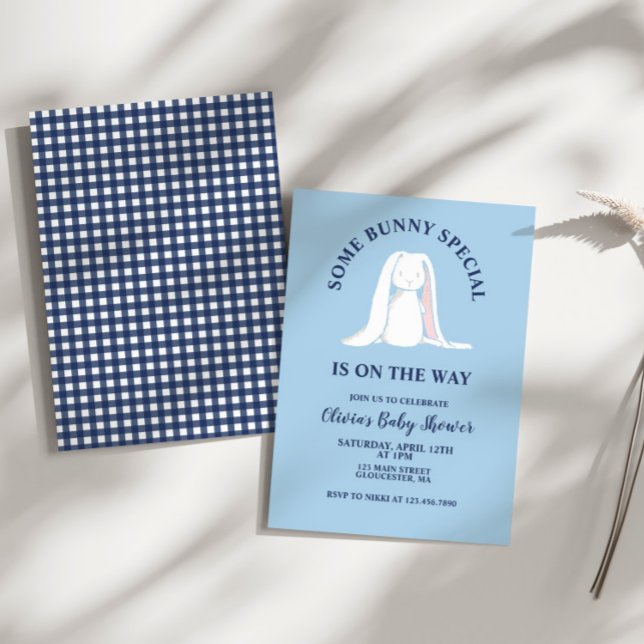 Convite Algumas Xadrezes azuis de Chá de fraldas (Criador carregado)