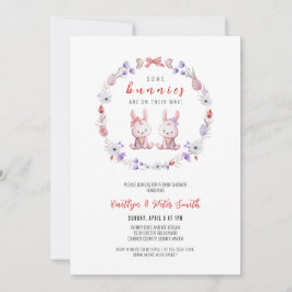 Convite Alguns Bunnies estão a caminho, gêmeos Chás de fra