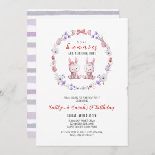 Convite Alguns Bunnies estão virando um, primeiro aniversa