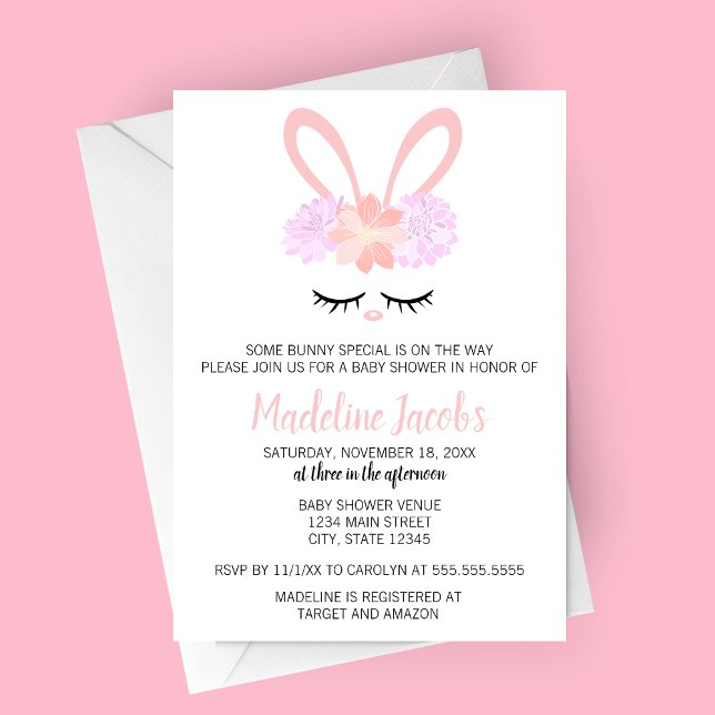Convite Alguns Chás de fraldas de Primavera Bunny (Some Bunny Special Baby Shower Invitation for Spring or Easter Baby Showers)