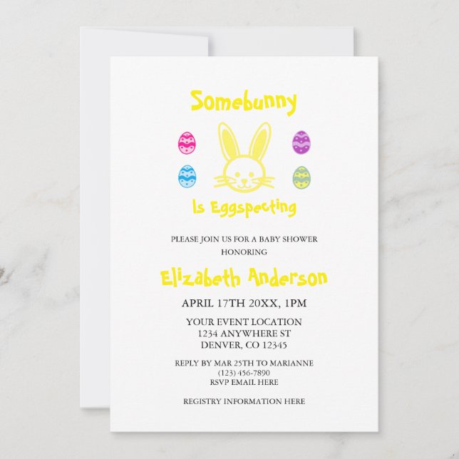 Convite Algures Está A Provocar Chá de fraldas De Páscoa (Frente)