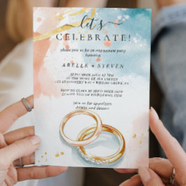 Convite Alianças de casamento douradas Festa de noivado