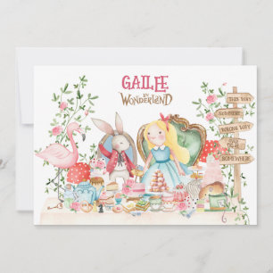 Convite Alice Adventure no Woderland Birthday