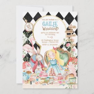 Convite Alice Adventures em Woderland Birthday Tea Party