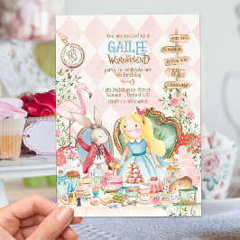 Convite Alice Adventures em Woderland Birthday Tea Party