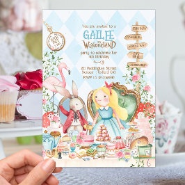 Convite Alice Adventures em Woderland Birthday Tea Party