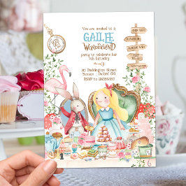 Convite Alice Adventures em Woderland Birthday Tea Party