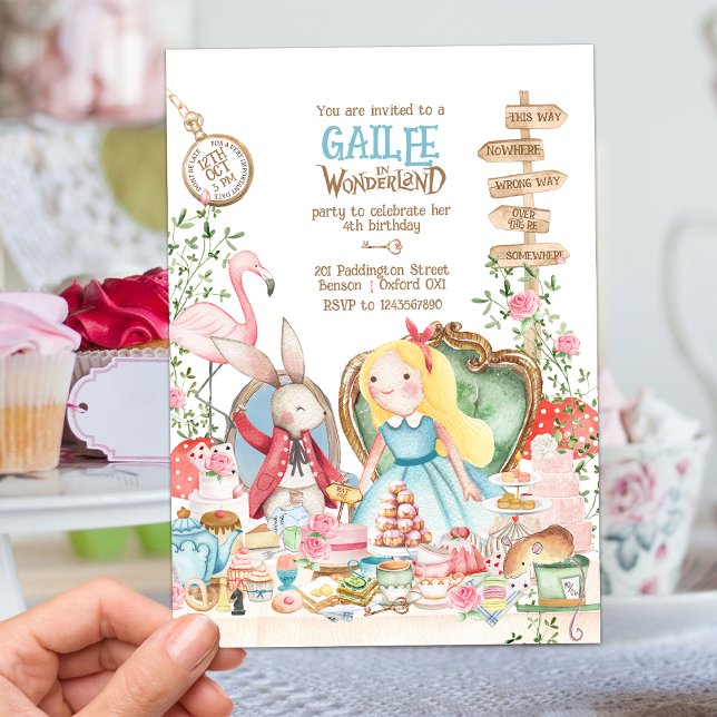 Convite Alice Adventures em Woderland Birthday Tea Party (Criador carregado)