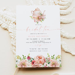 Convite ALICE Blush Floral Bridal Tea Party BrunChá