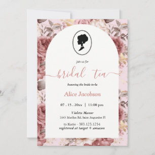 Convite ALICE Blush Floral Bridal Tea Party BrunChá