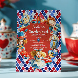 Convite Alice Caprichosa no ONEDERLAND Aniversário de 1 an
