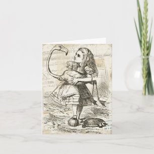 Convite Alice e Flamingo Vintage Alice no País das Maravil