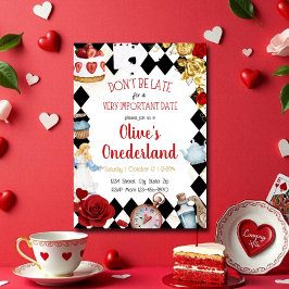 Convite Alice Floral Watercolor no Aniversário de Onederla