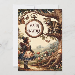 Convite Alice & Gato de Cheshire: Fantasia Caprichosa do P