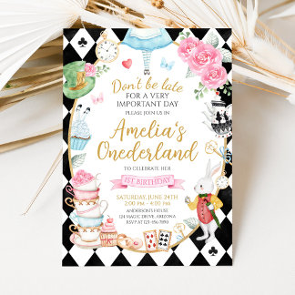 Convite Alice in Onederland Birthday Invitation