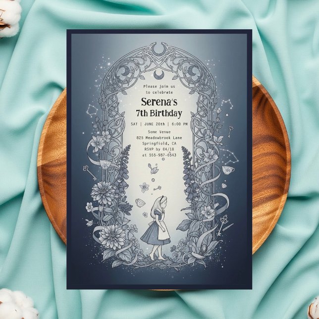 Convite Alice in Wonderland Celestial Birthday (Criador carregado)