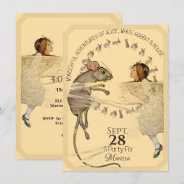 Convite Alice in Wonderland Rabbit Mouse