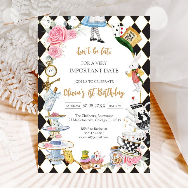 Convite Alice in Wonderland Tea Party Birthday Invitation (Criador carregado)