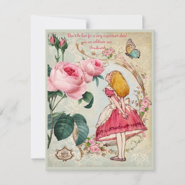 Convite Alice na festa de formatura da colagem do país das (Frente)