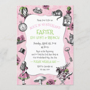 Convite Alice no Brunch da Páscoa Wonderland