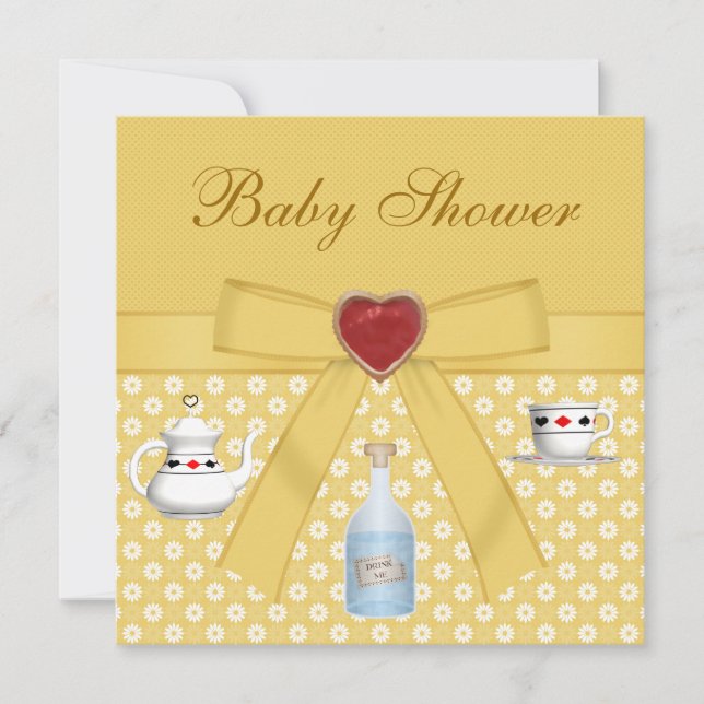 Convite Alice no Chá de fraldas das Maravilhas do Tea Part (Frente)