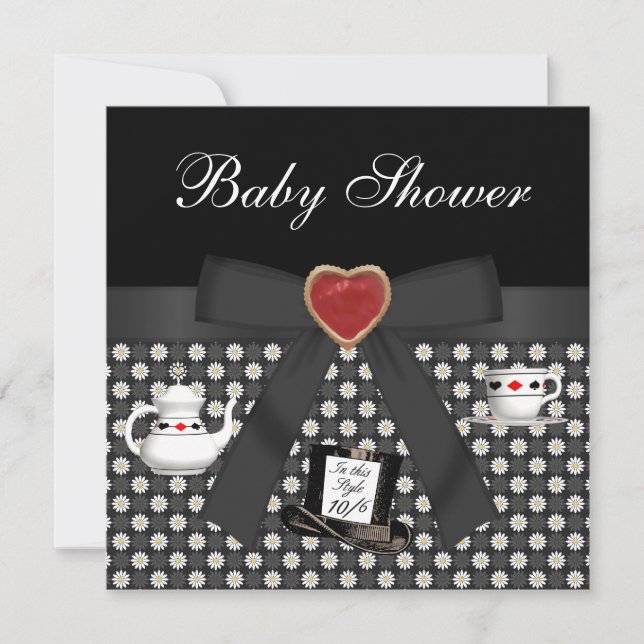 Convite Alice no Chá de fraldas das Maravilhas do Tea Part (Frente)