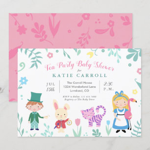 Convite Alice no chá de fraldas do tea party do país das